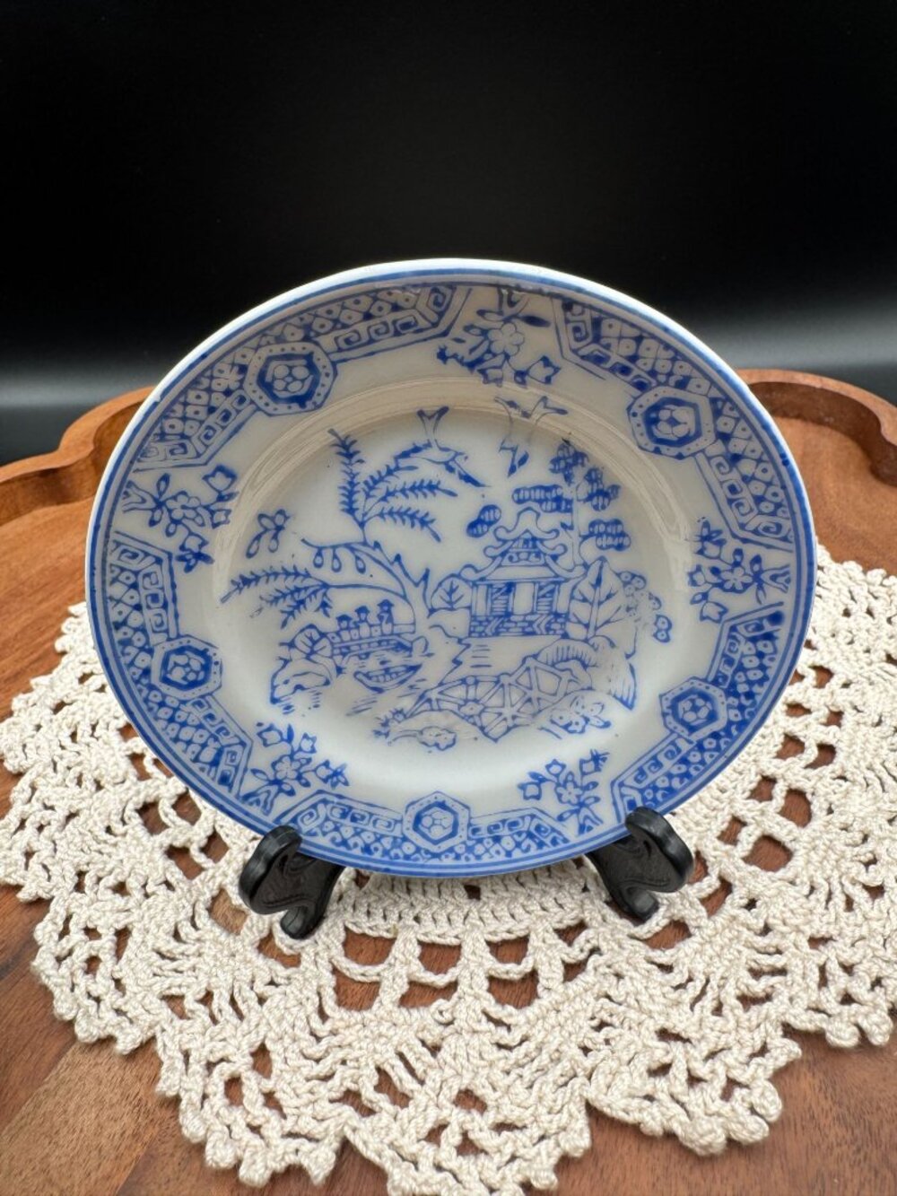 Vintage Blue Willow Miniature Doll Plates Set of 2